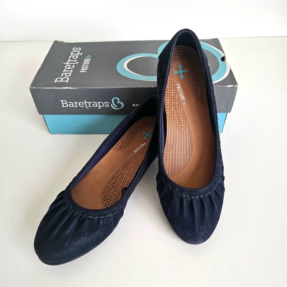 BareTraps Navy Blue Wedges
